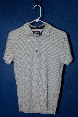 Express White Patterned Polo